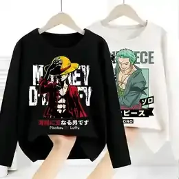One Piece Long Sleeves Anime Printed Tops Base Layer Shirt Boy Girl T-shirt Fashion Pullover Children Tee Spring Autumn Clothes product image
