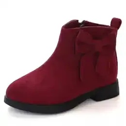 JGSHOWKITO Autumn Winter Girls Boots Fashion Rubber Boots For Kids Children's Ankle Boots Princess Sweet Warm Shoes Big Bow-knot product image