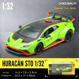 CCA 1:32 Lamborghini Huracan STO Diecast Model Car Pull Back Toy Vehicle with Opening Doors Zinc Alloy Body Kids Gift Collection product image
