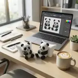 Panda Sculpture Ornament, Desktop Office Decoration, Car Decor, Creative Animal Model, Collectible Figurines, Car Ornament product image