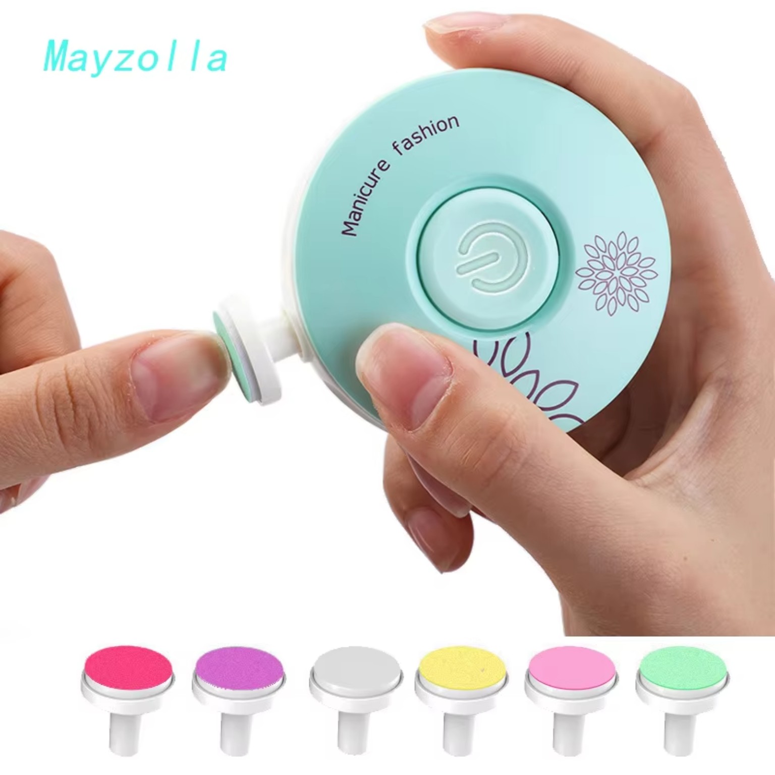 Electric baby nail trimmer and polisher with six grinding heads
