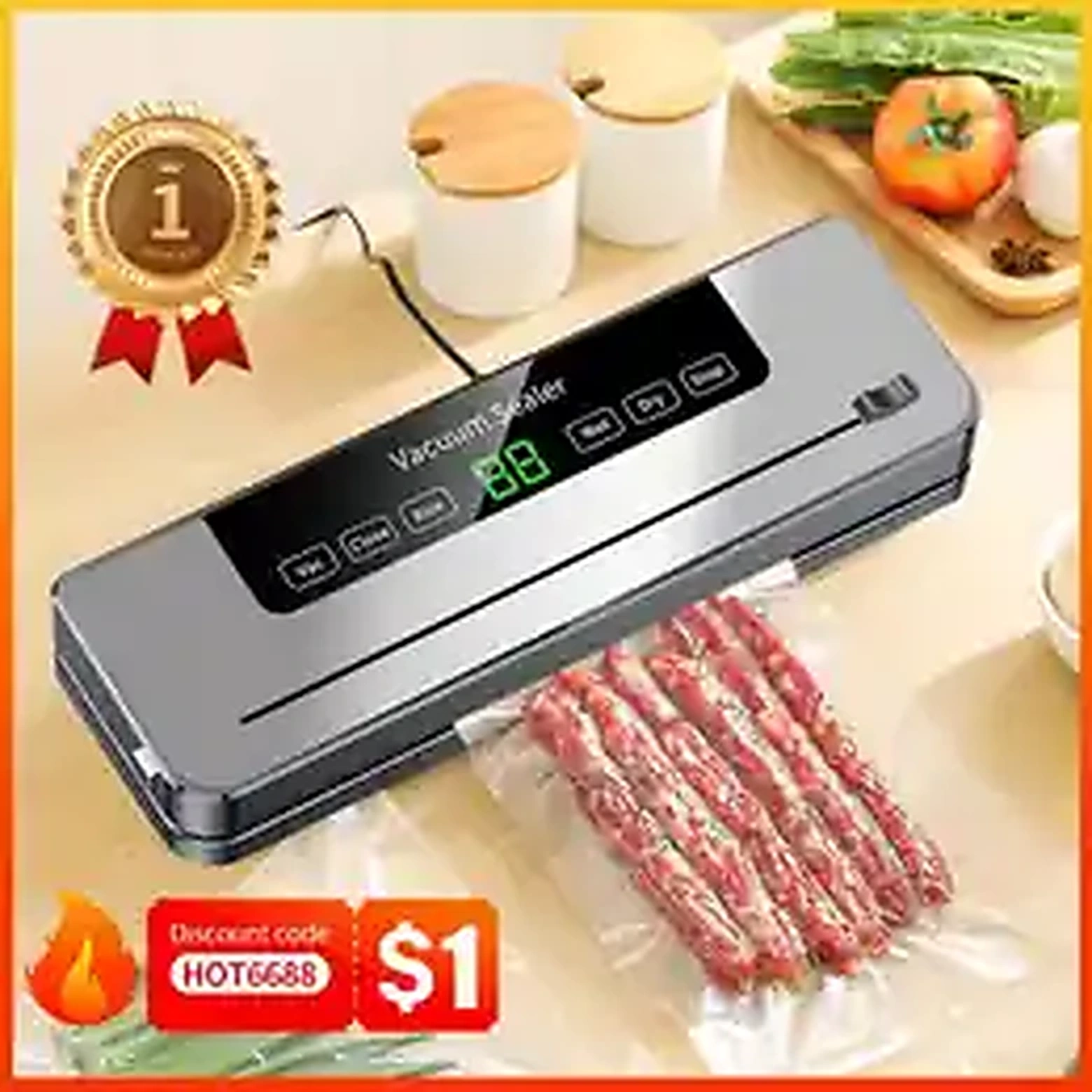 Electric Vacuum Sealer Food Storage Seal Dry Wet Built-in Cutter