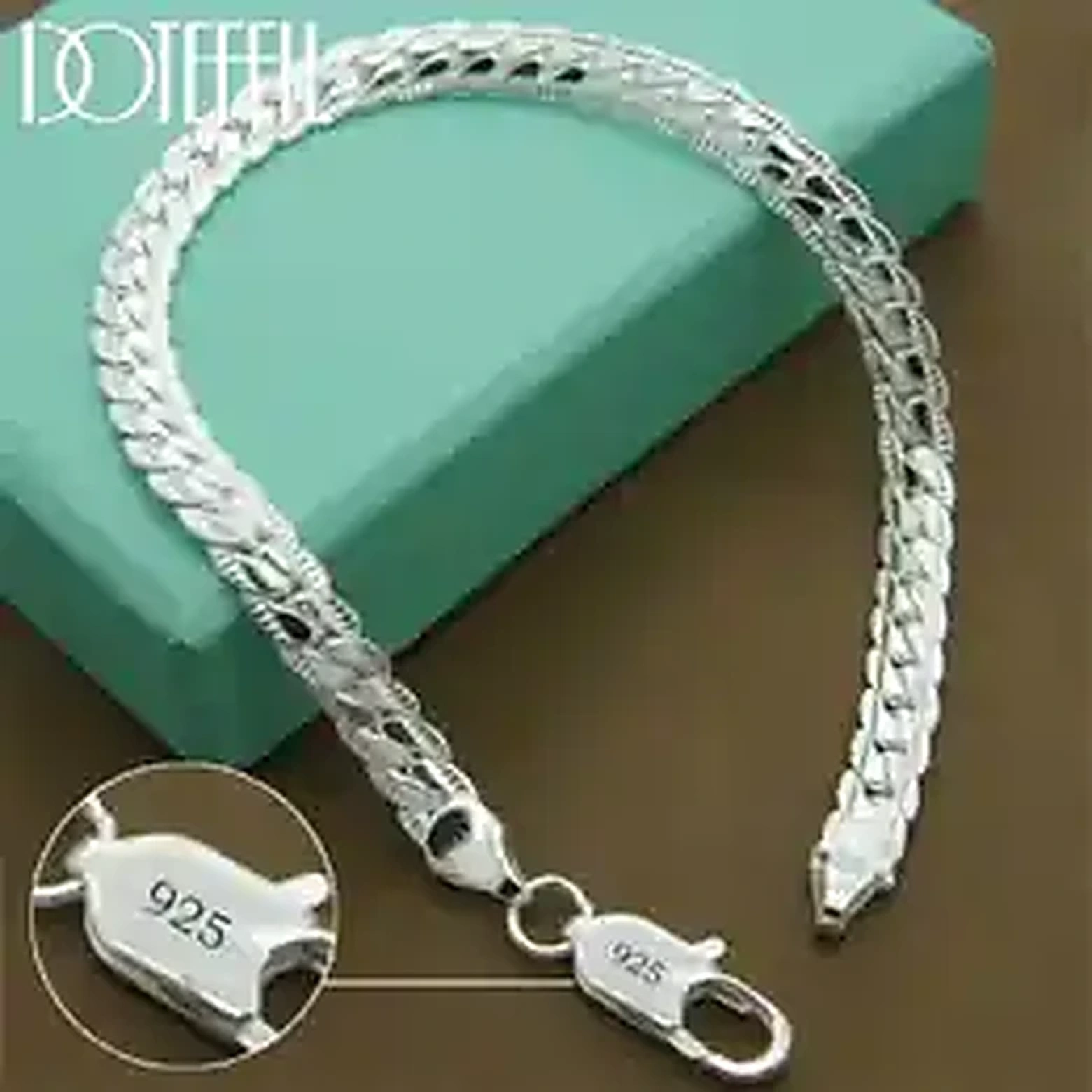 DOTEFFIL 925 Silver Bracelet — 6mm Flat Side Chain product image