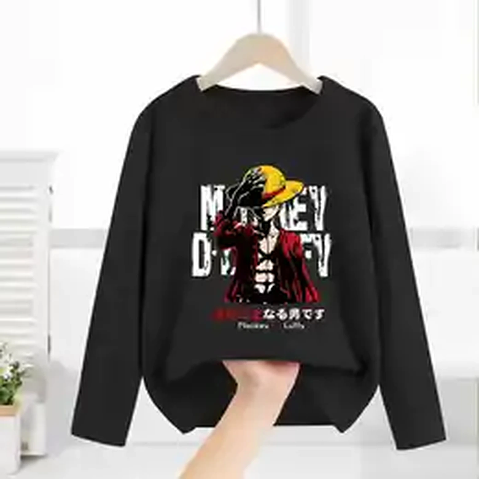 One Piece anime top black shirt