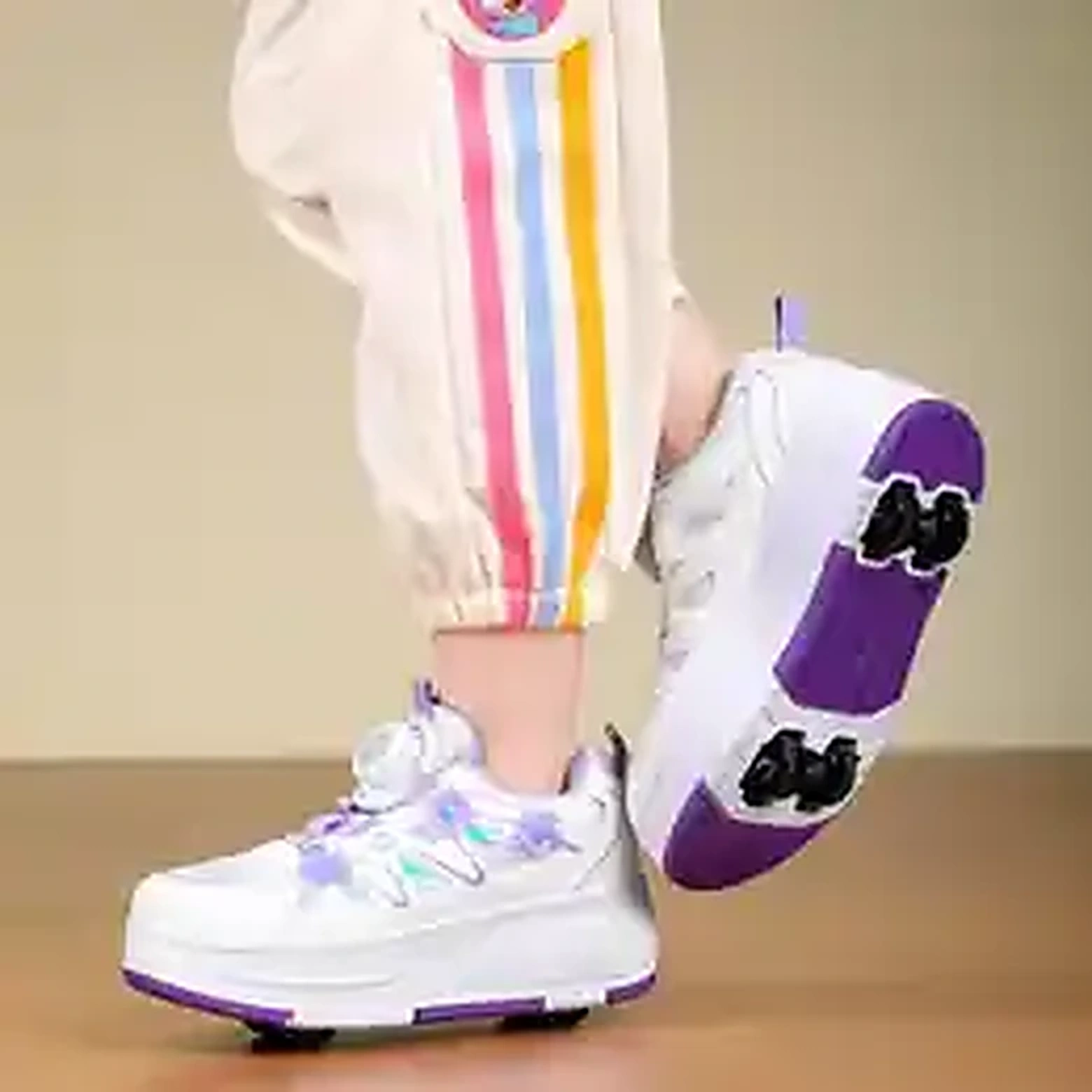 Roller skate shoes worn by child