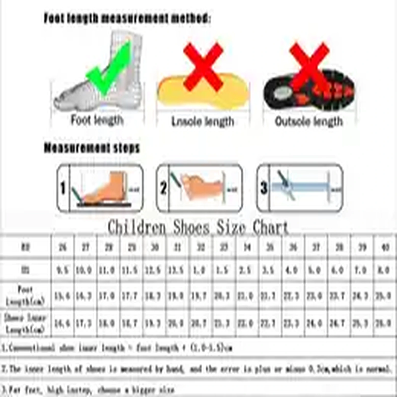 Children roller skate shoe size chart