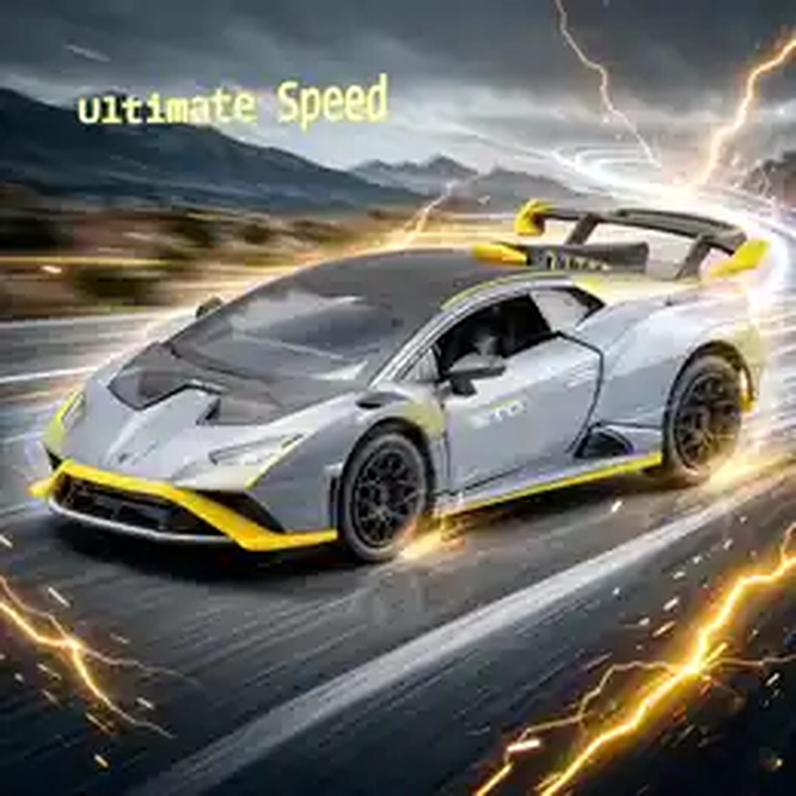 Lamborghini Huracan STO blue diecast with dimensions