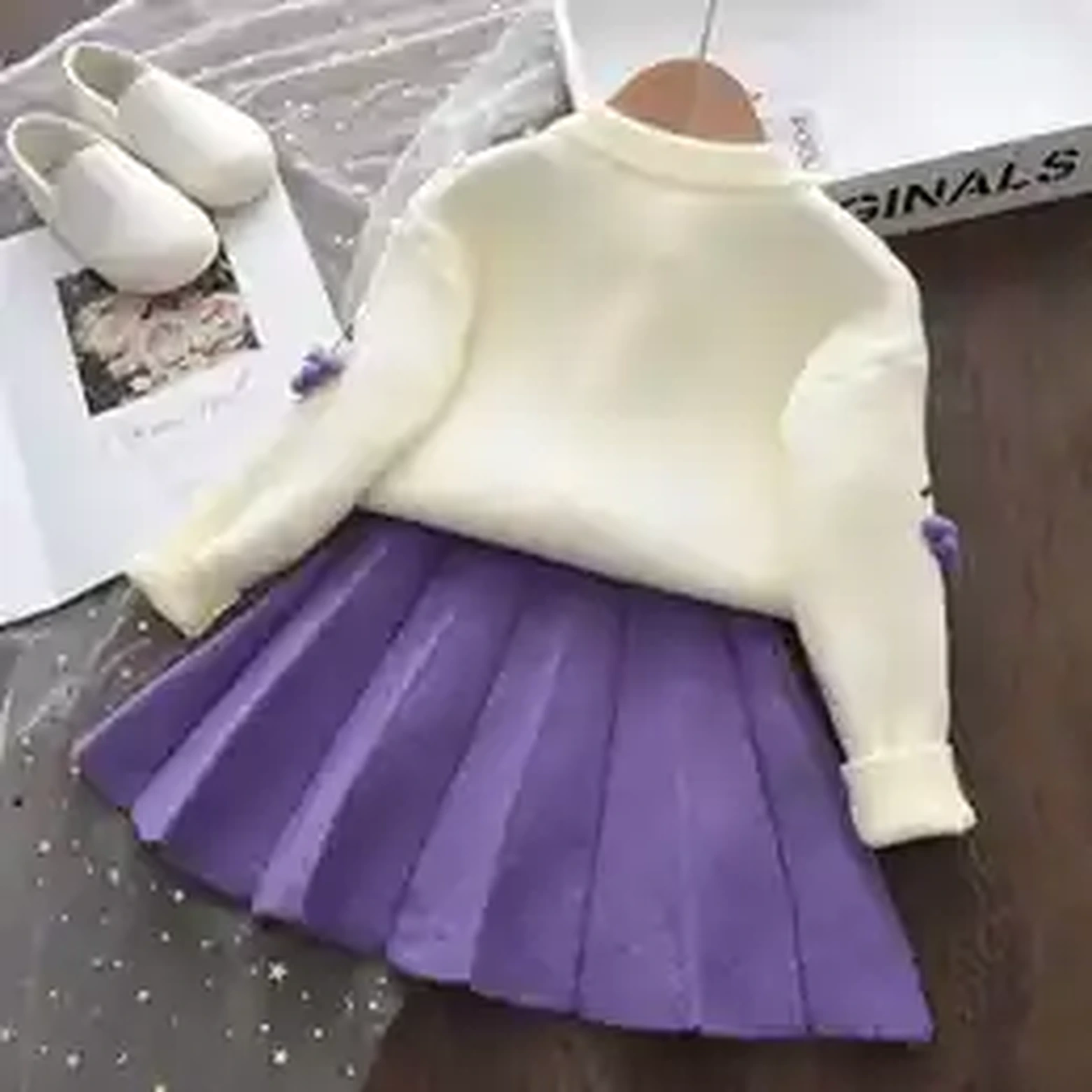 Bear Leader girls grape and strawberry knitted outfit options