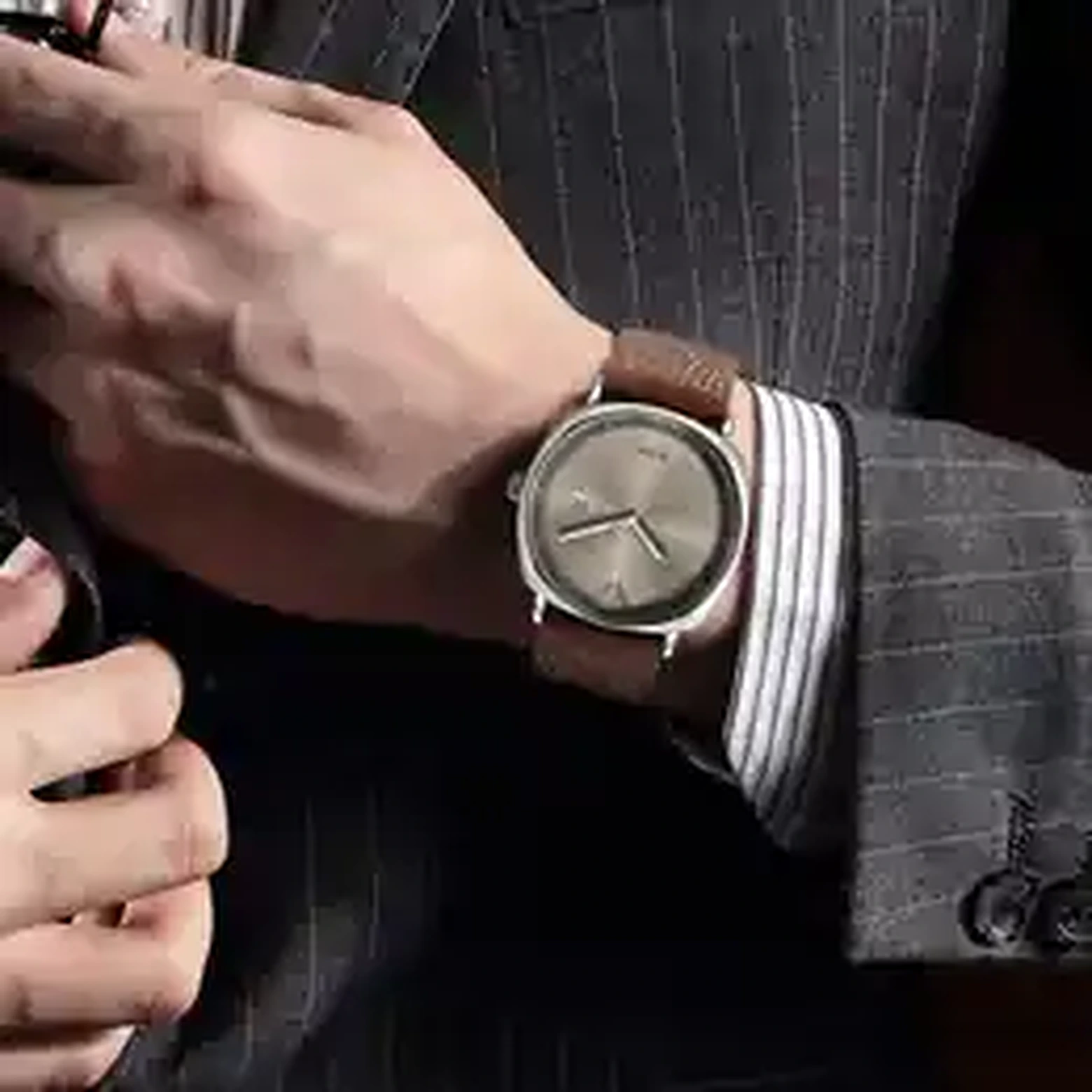 TOMI men's brown leather watch product view