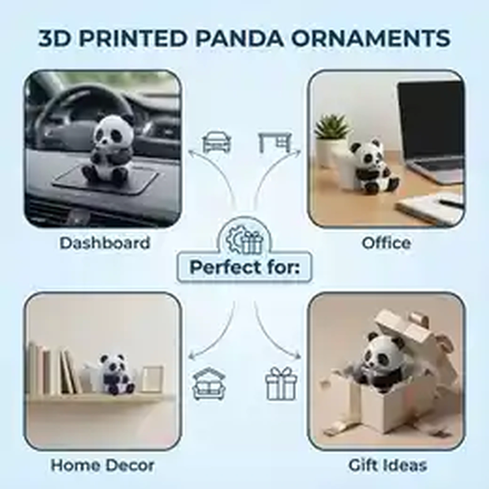 Panda ornament use ideas infographic
