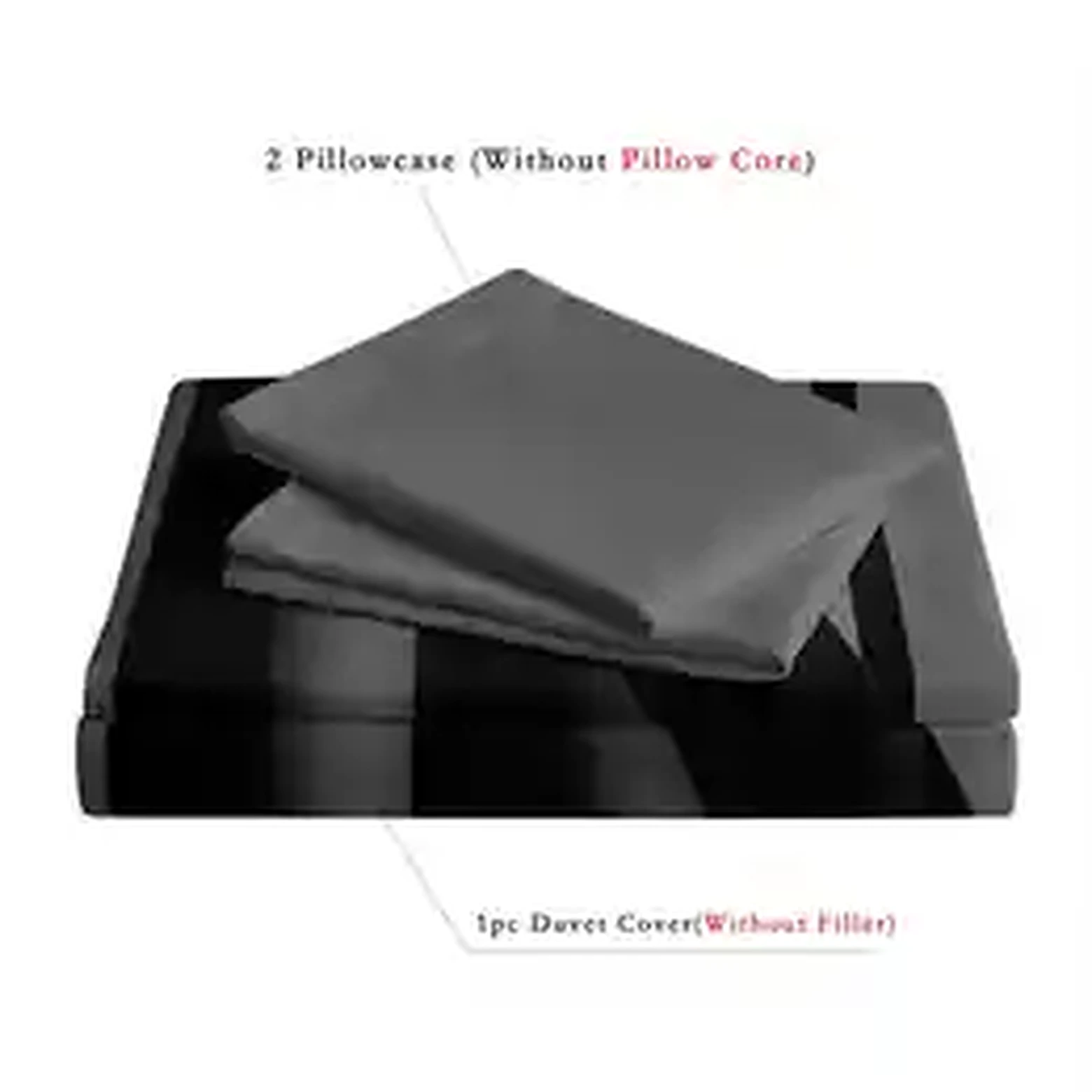 Three-piece duvet cover set contents without pillow cores