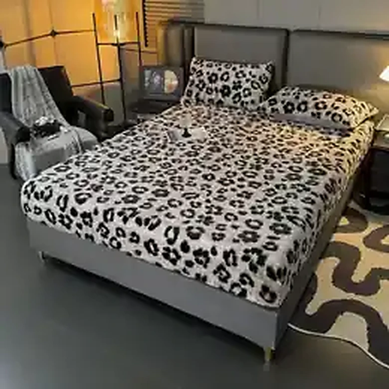 Close-up of leopard print milk velvet fabric