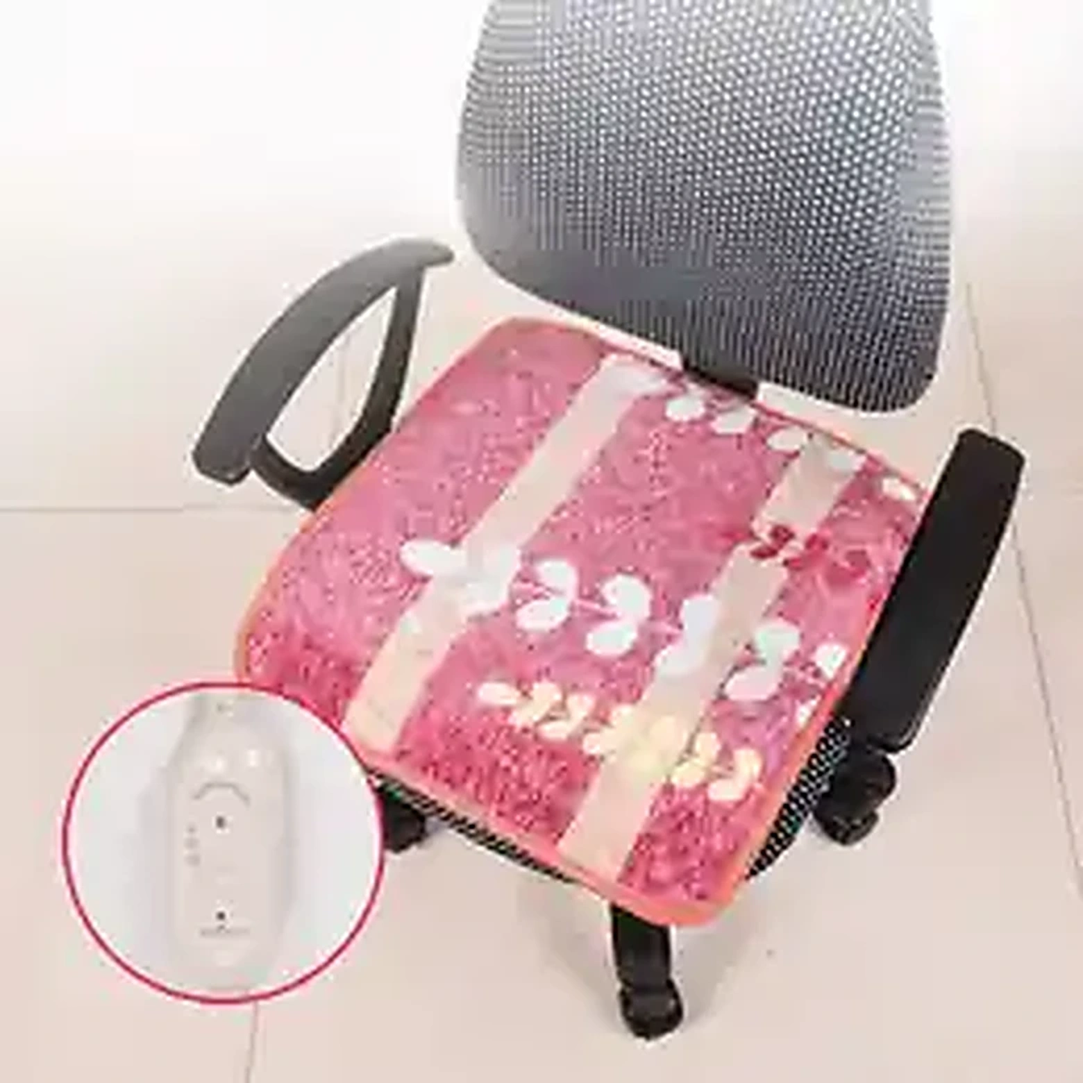 Electric heating pad on an office chair