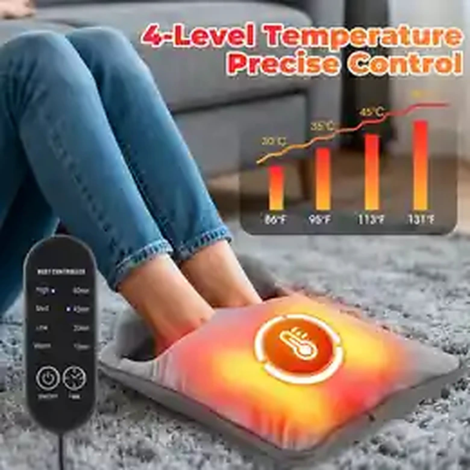Electric foot heating pad foot warmer with temperature controller