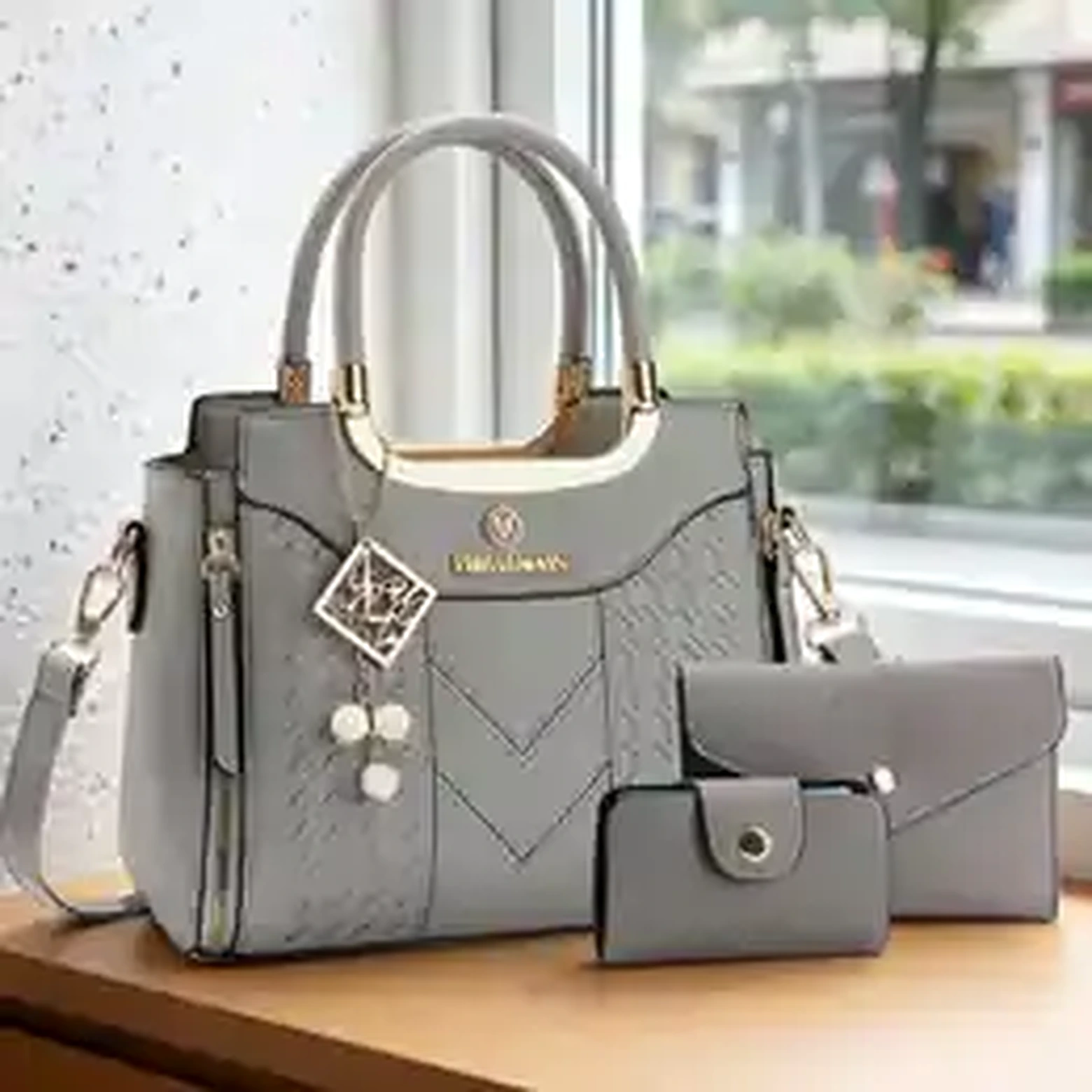 Black handbag set with dimensions