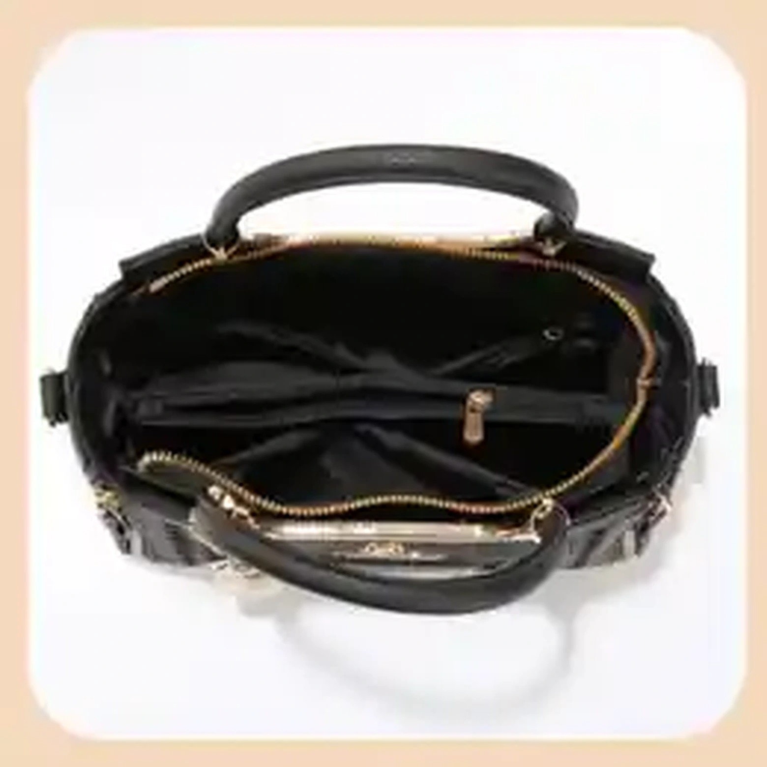 Black handbag set close-up