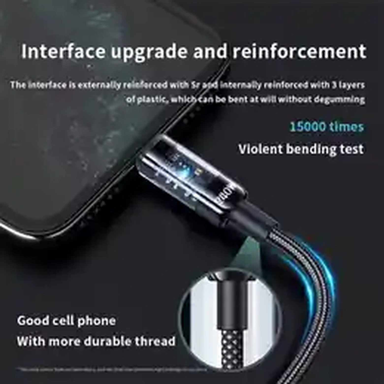 240W USB-C cable interface reinforcement detail