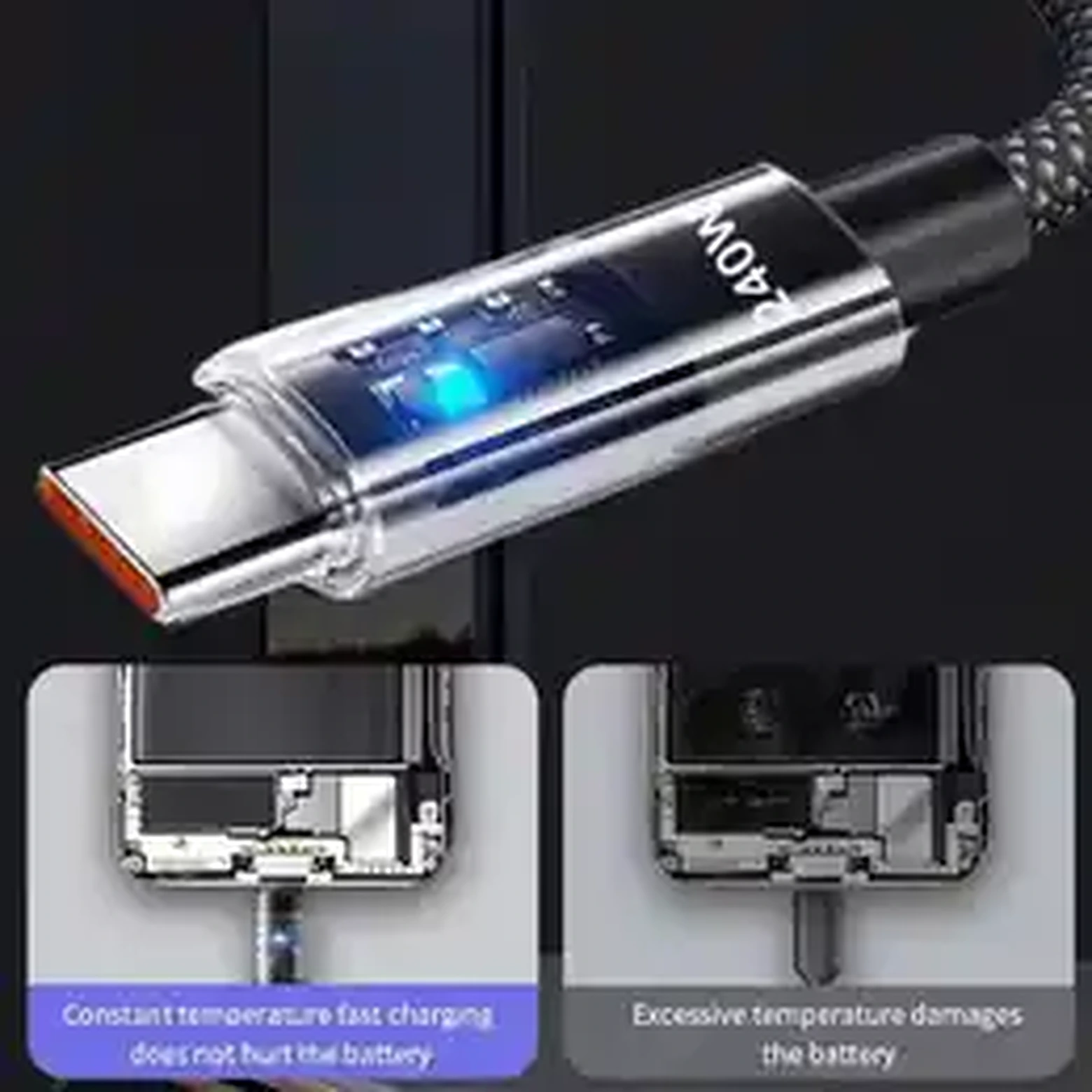 240W USB-C cable charging connector close-up