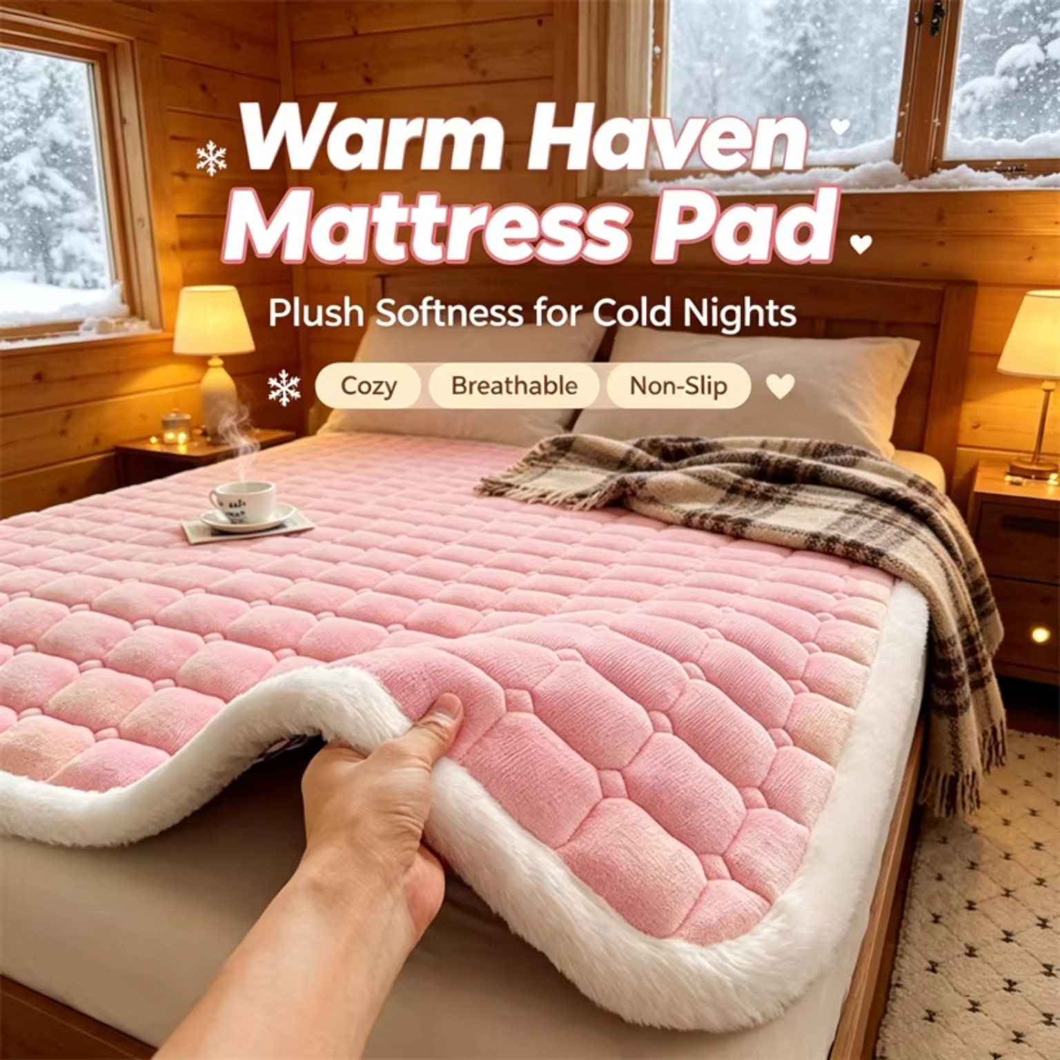 Luxury fluffy fleece mattress pad