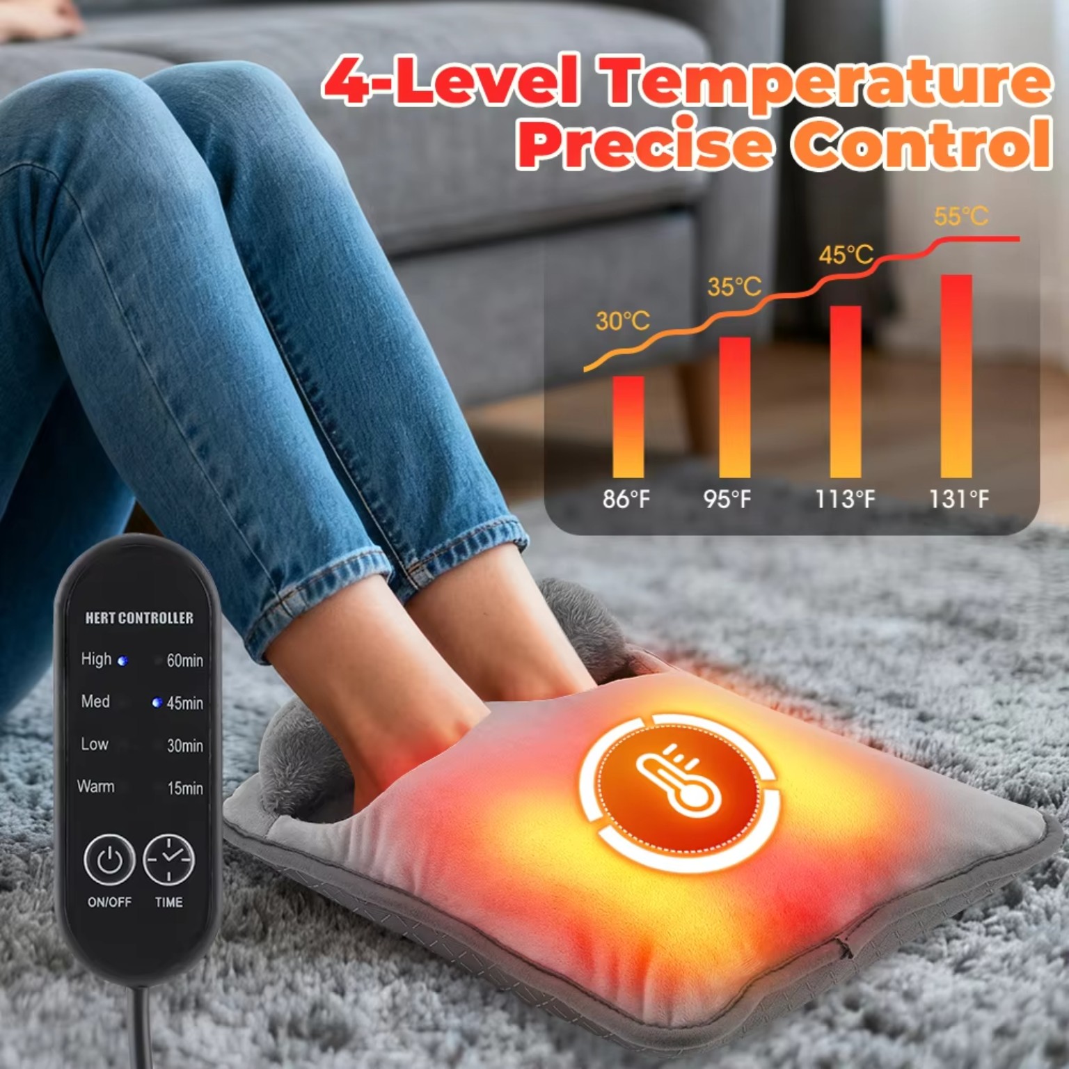 Electric foot heating pad foot warmer with temperature controller