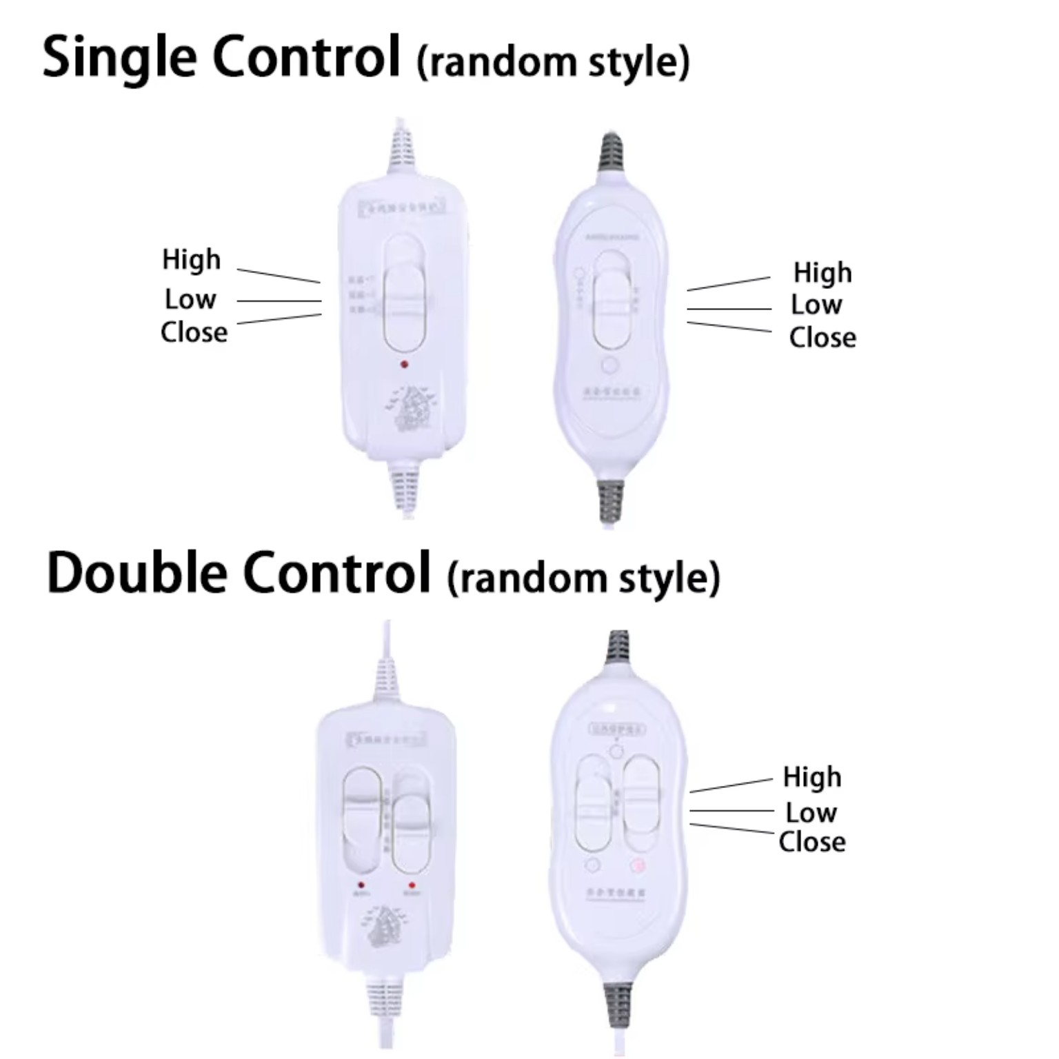 Single and double controller options for electric blanket