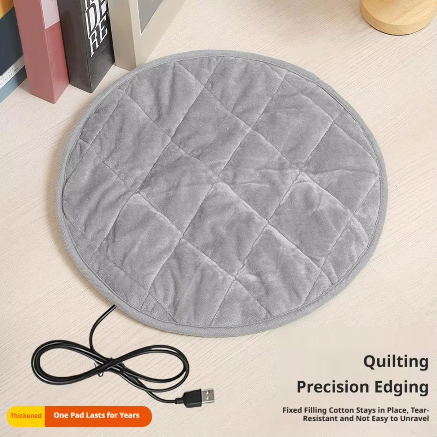 Quilted round USB pet heating pad