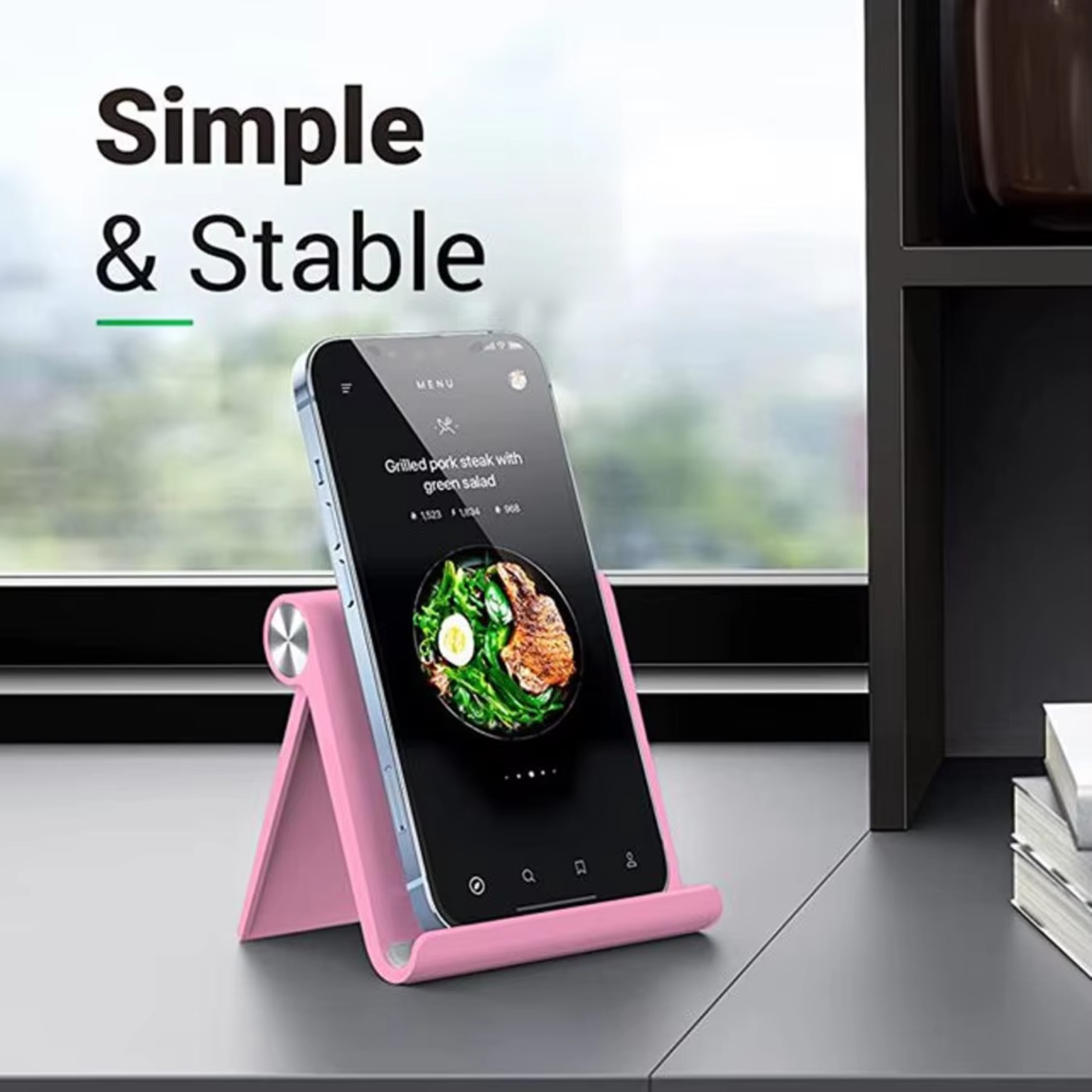 Adjustable foldable desktop phone holder stand