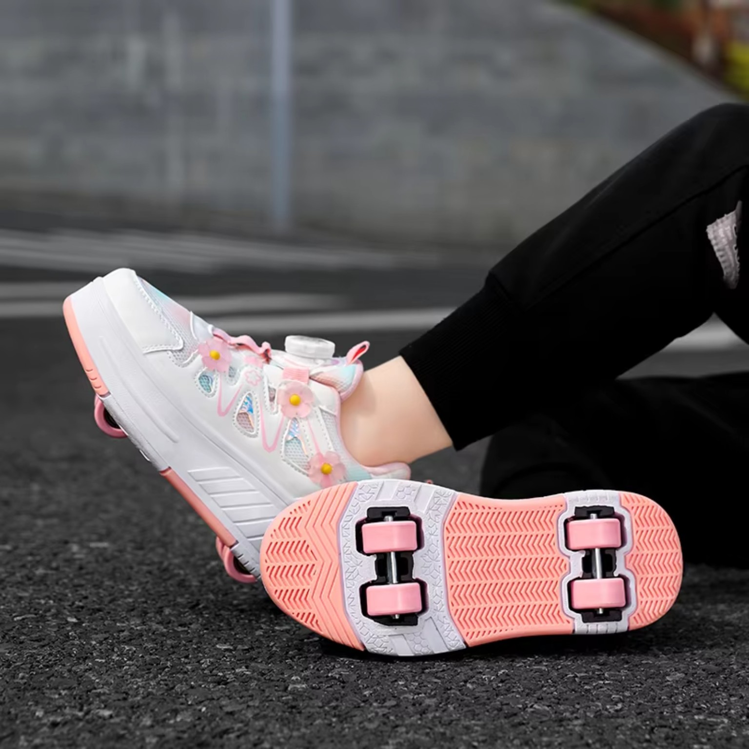 Roller skate shoes outdoor view