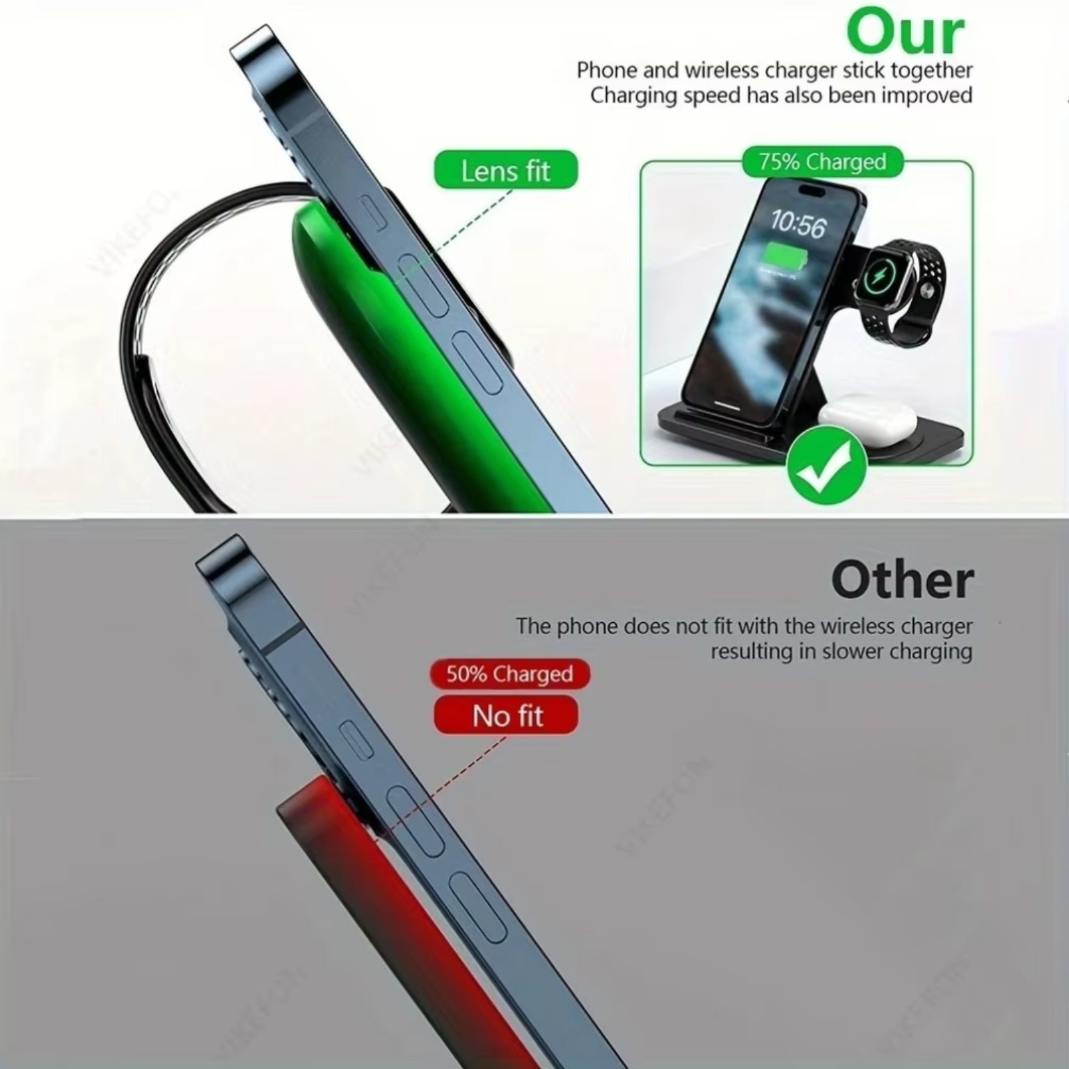Foldable 3-in-1 Wireless Charging Station • Phone, Watch & AirPods product image