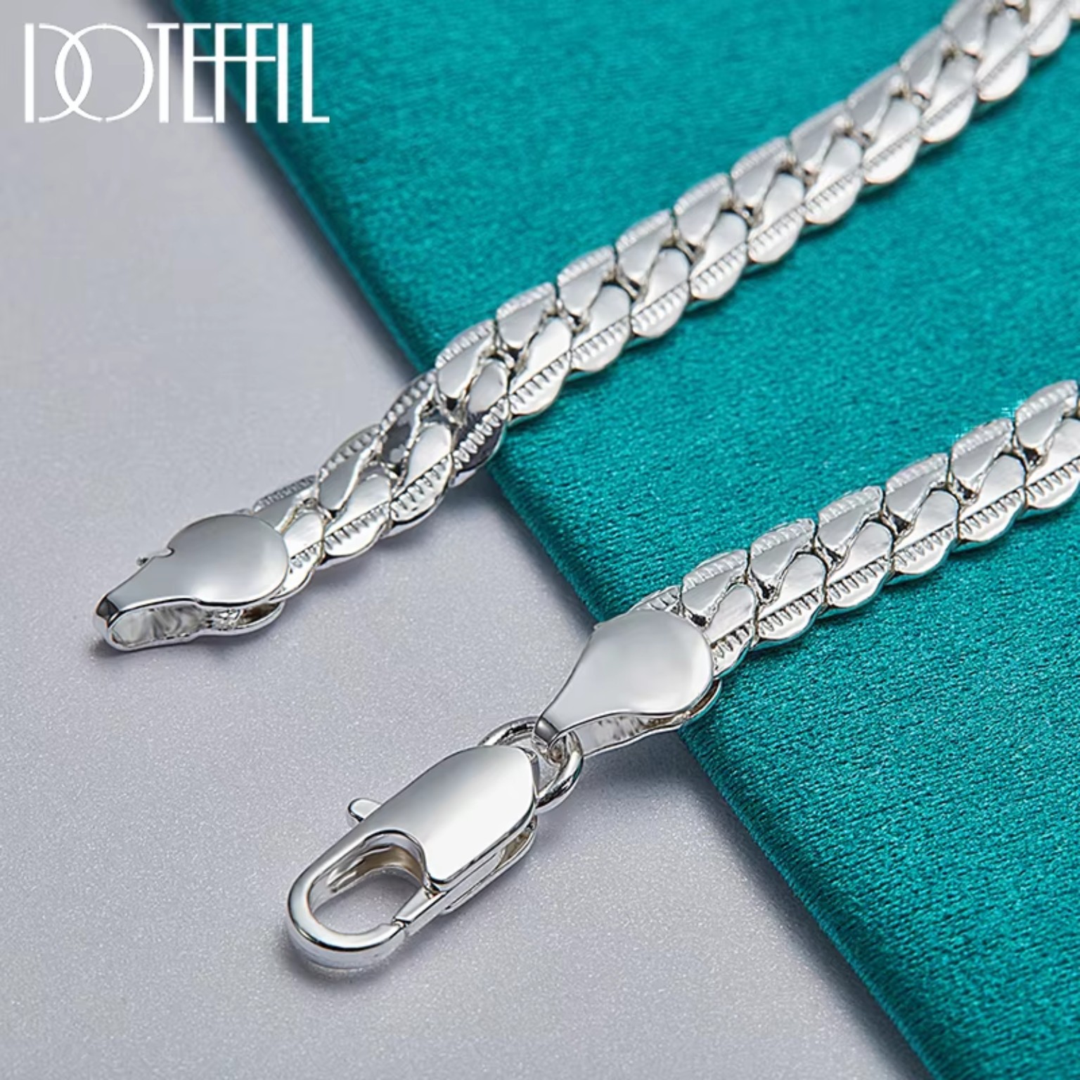 DOTEFFIL 925 Silver Bracelet — 6mm Flat Side Chain product image