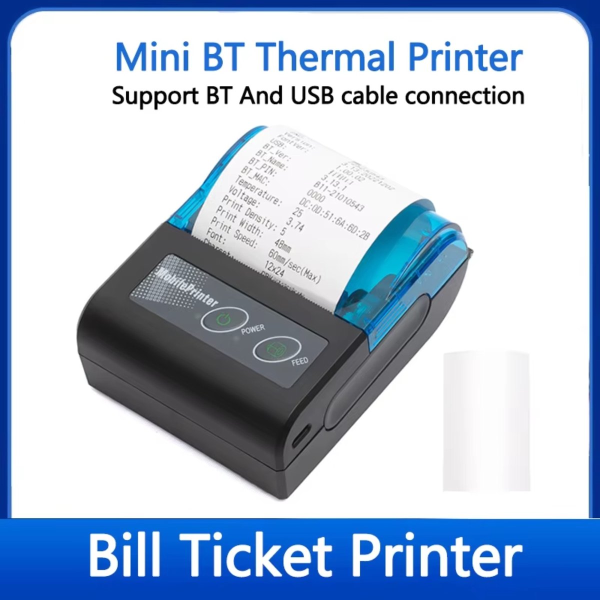 58mm Mini Portable Bluetooth Thermal Receipt Printer