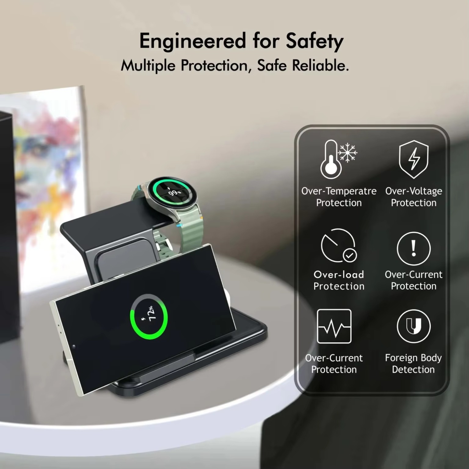 Desktop 3-in-1 Wireless Charger Station for Samsung Galaxy product image